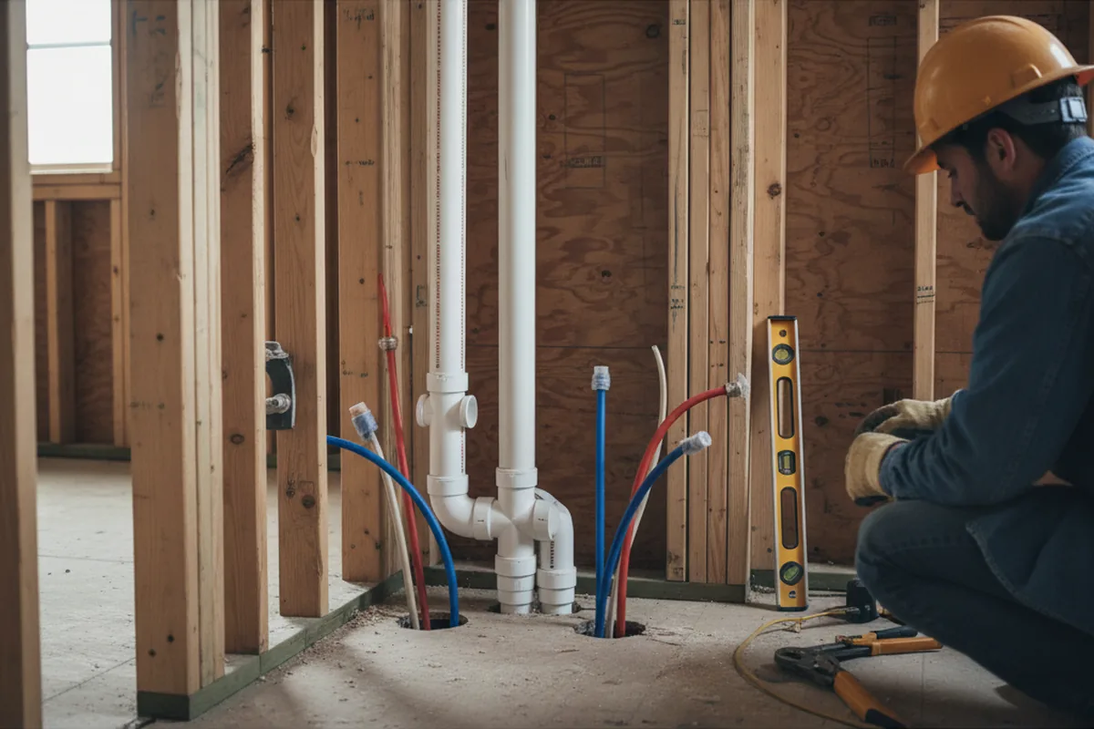 Drain and supply rough-in during Toilet Repair and Installation in Killingworth