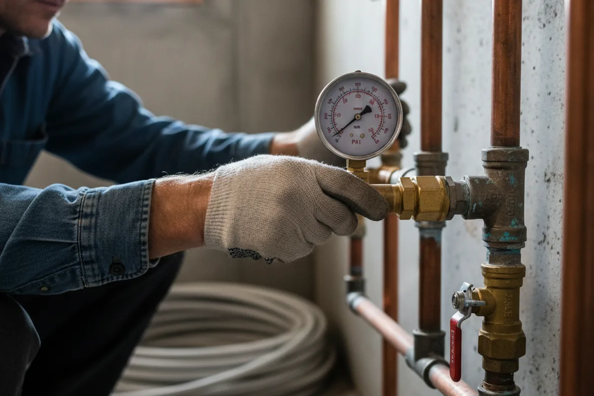 Pressure testing a repaired line during Water Line Repair in Killingworth